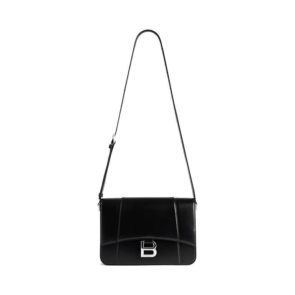 Women's Hourglass Flap Bag Medium in Black