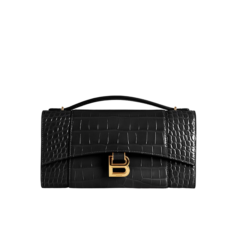 Women's Hourglass Pochette With Chain in Black