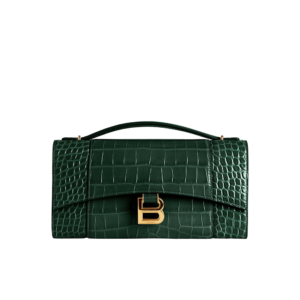 Women's Hourglass Pochette With Chain in Forest Green
