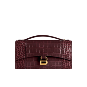 Women's Hourglass Pochette With Chain in Dark Burgundy