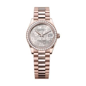 rolex datejust 31 silver floral motif dial women’s watch (top quality)