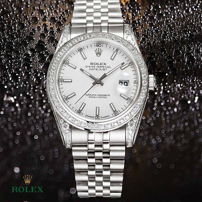 rolex journal 41mm calibre 3255 over 800 diamonds