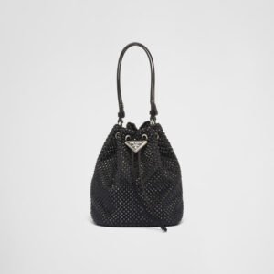 Mini crystal-studded satin bag