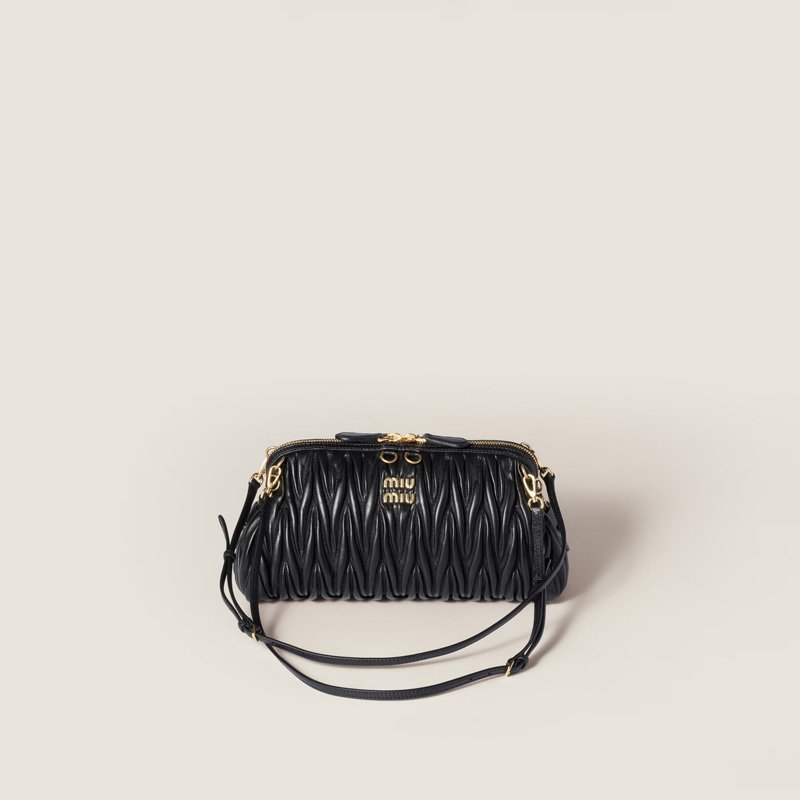Matelassé nappa leather clutch