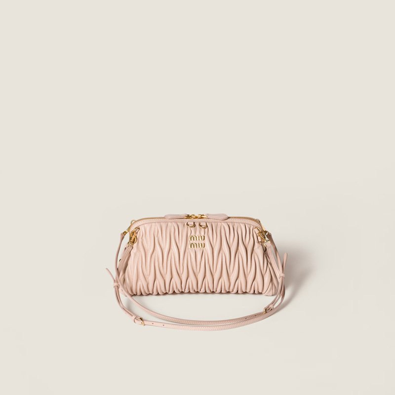 Matelassé nappa leather clutch