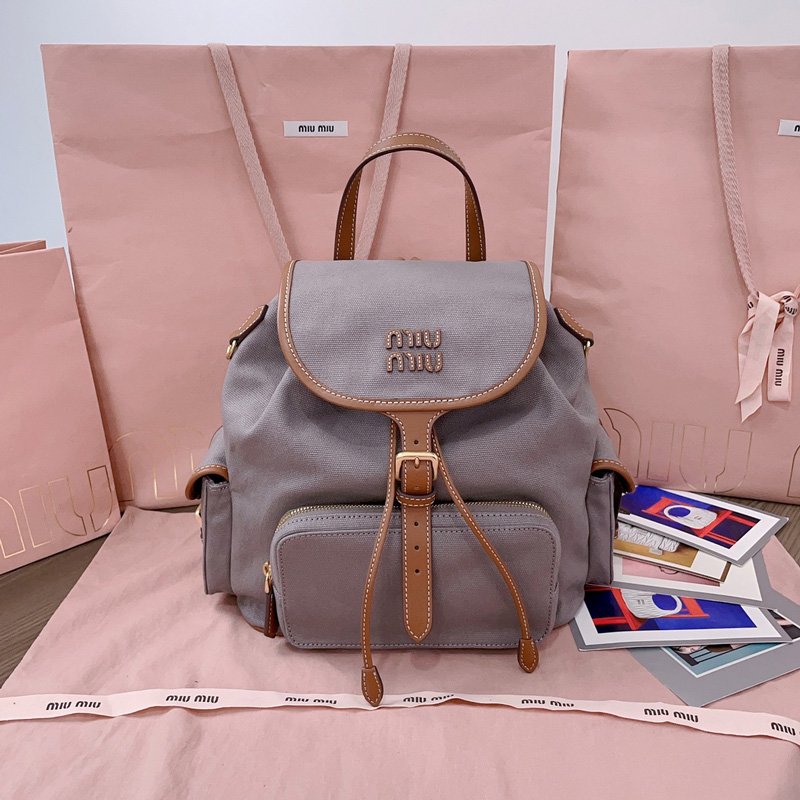 Canvas and leather backpack