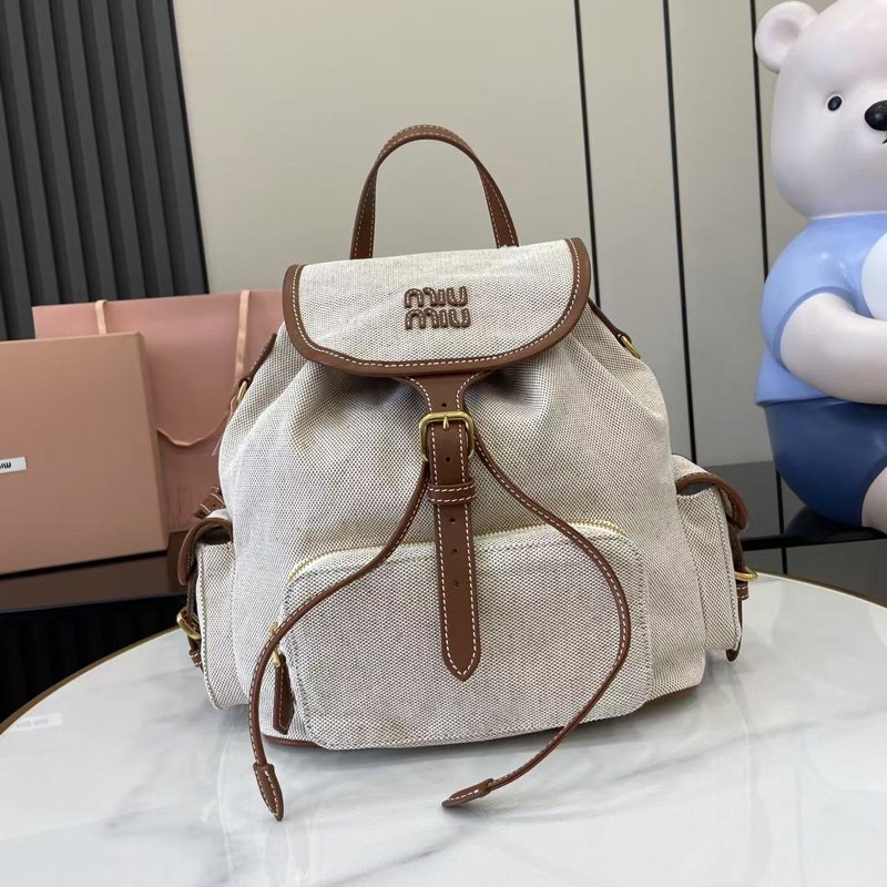 Canvas and leather backpack