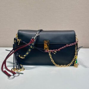 Prada Soft Sound large leather shoulder bag with charms