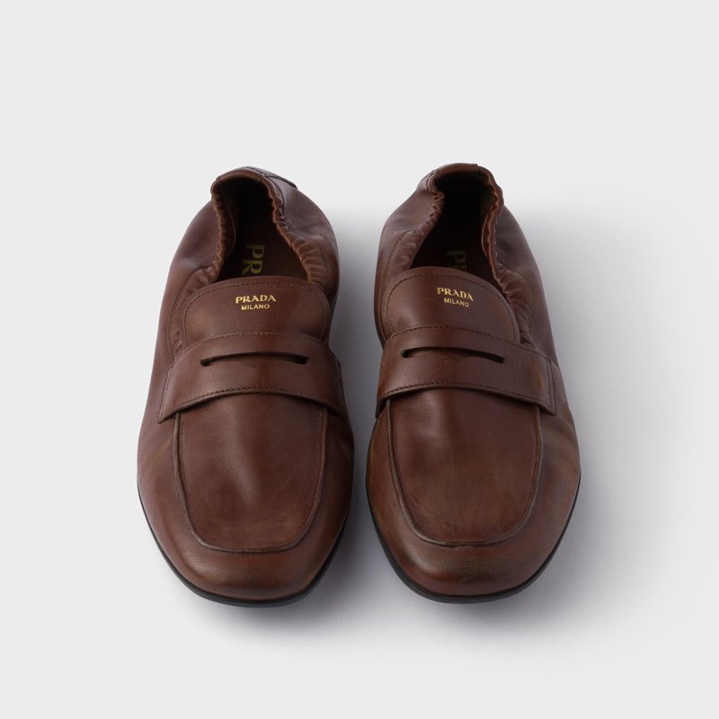 antiqued leather loafers