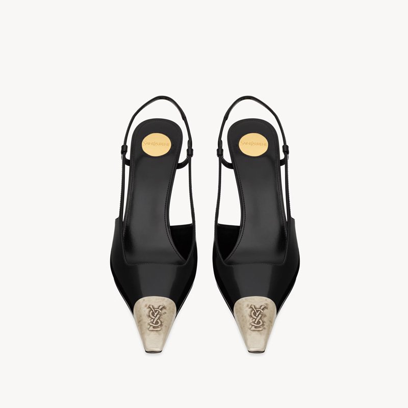 slingback pumps in patent leather