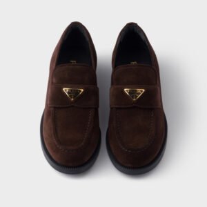 Chocolate brushed leather loafers