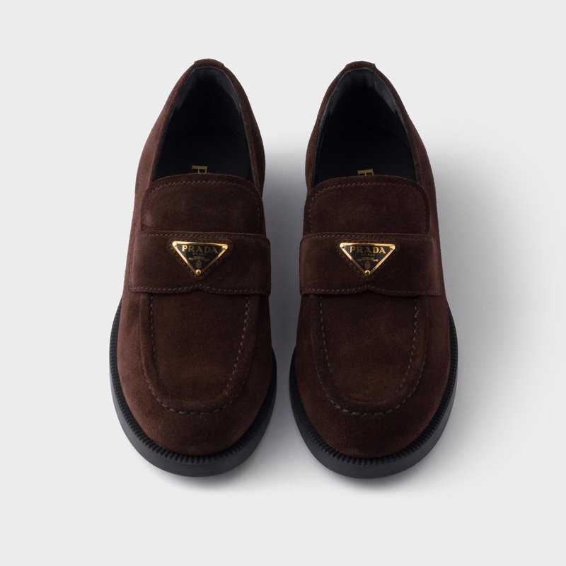 Chocolate brushed leather loafers