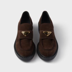 Chocolate brushed leather loafers
