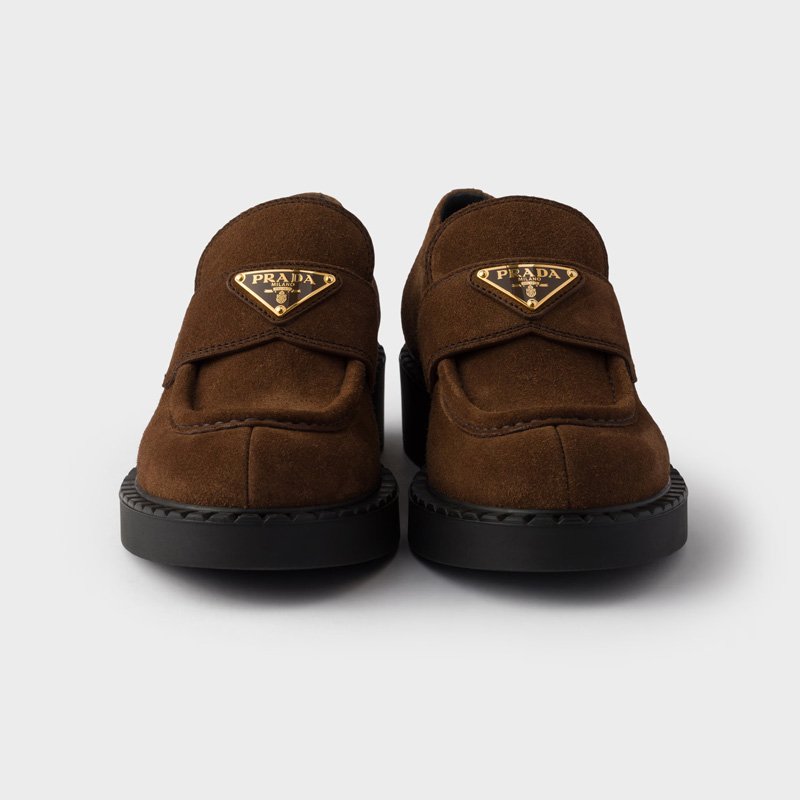 Chocolate brushed leather loafers