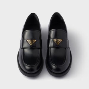 Chocolate brushed leather loafers
